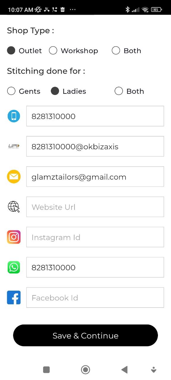 Shop profile - address and logo