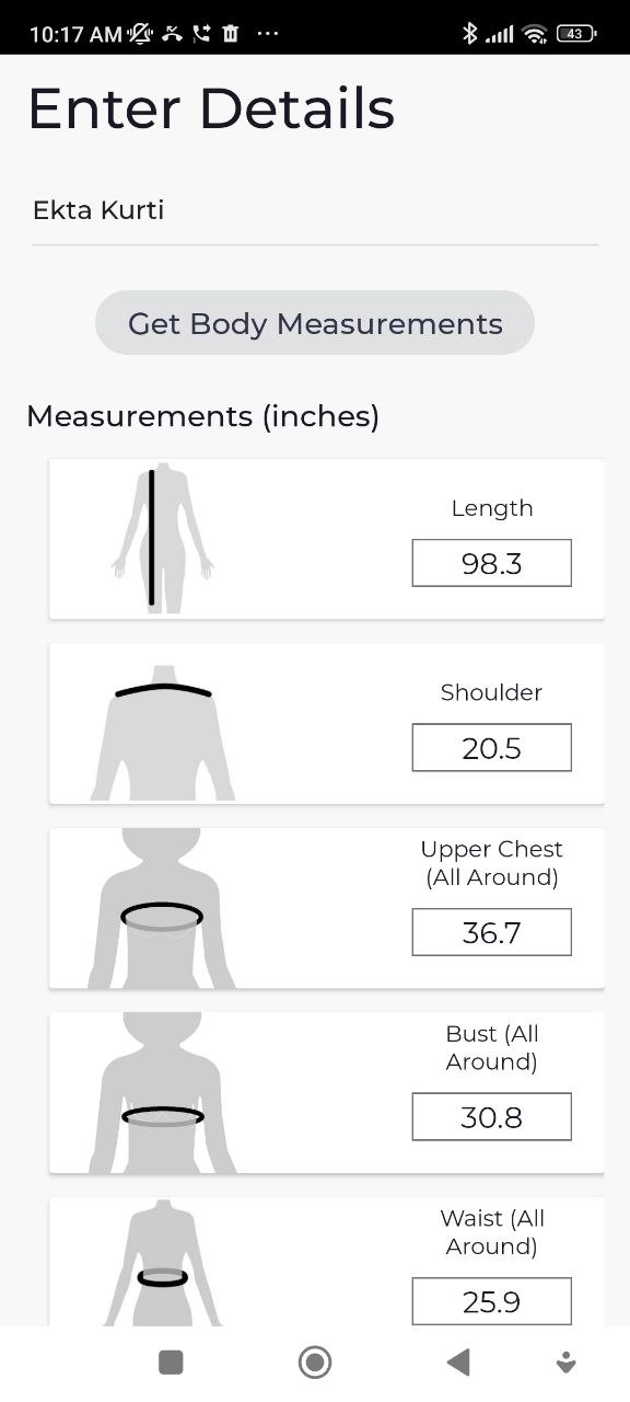 Enter measurements