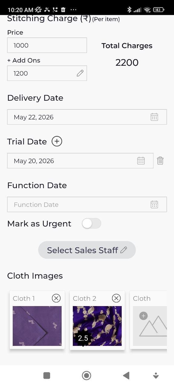 Dates and delivery settings