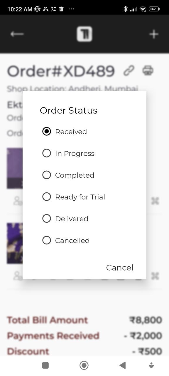 Order status options