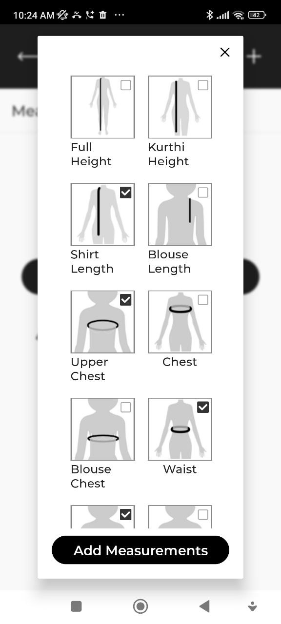 Dress item configuration